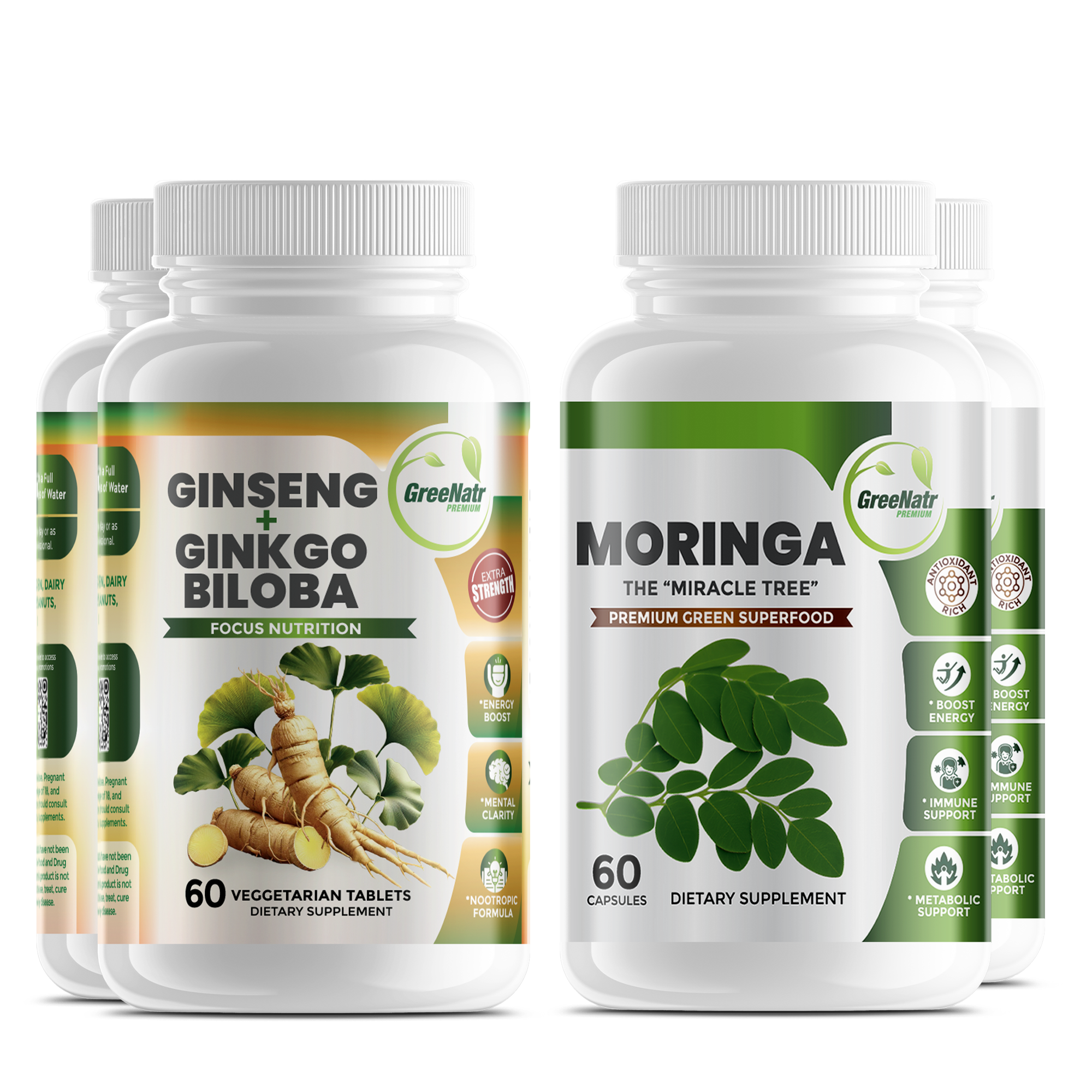 VITALITY AND STAMINA BUNDLE: Ginseng & Ginkgo Biloba + Moringa