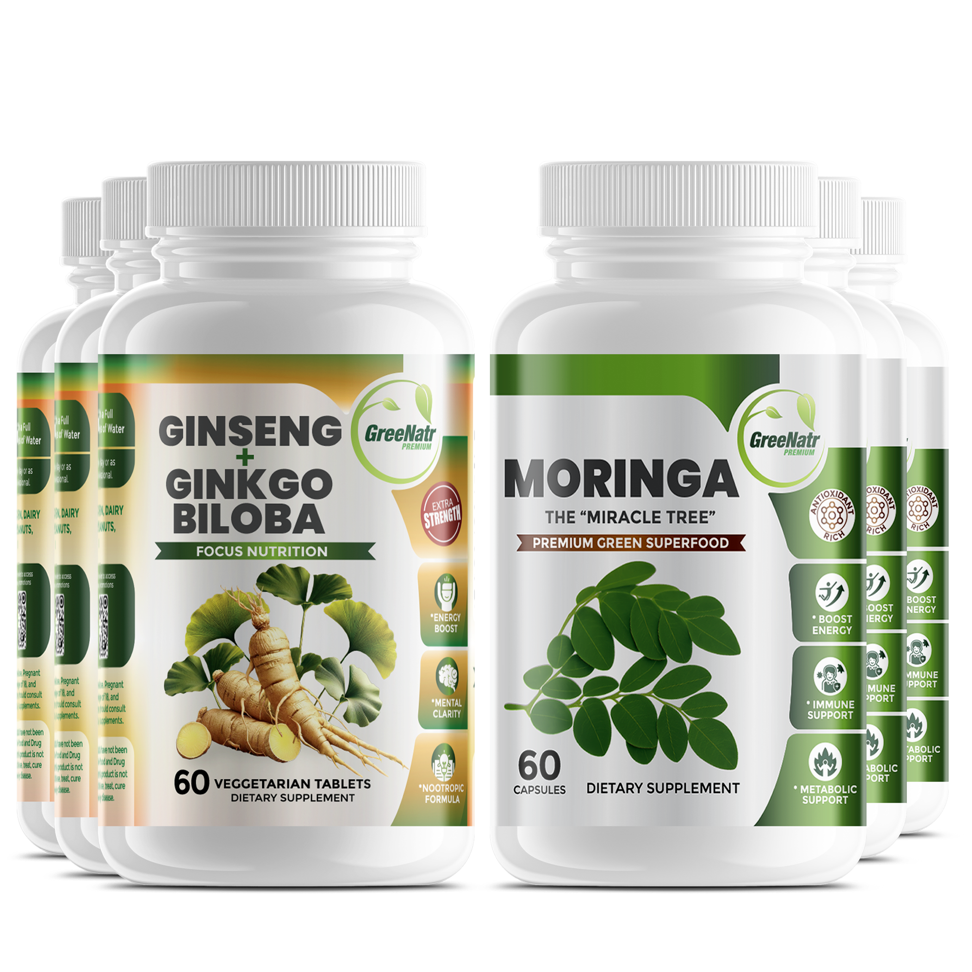 VITALITY AND STAMINA BUNDLE: Ginseng & Ginkgo Biloba + Moringa
