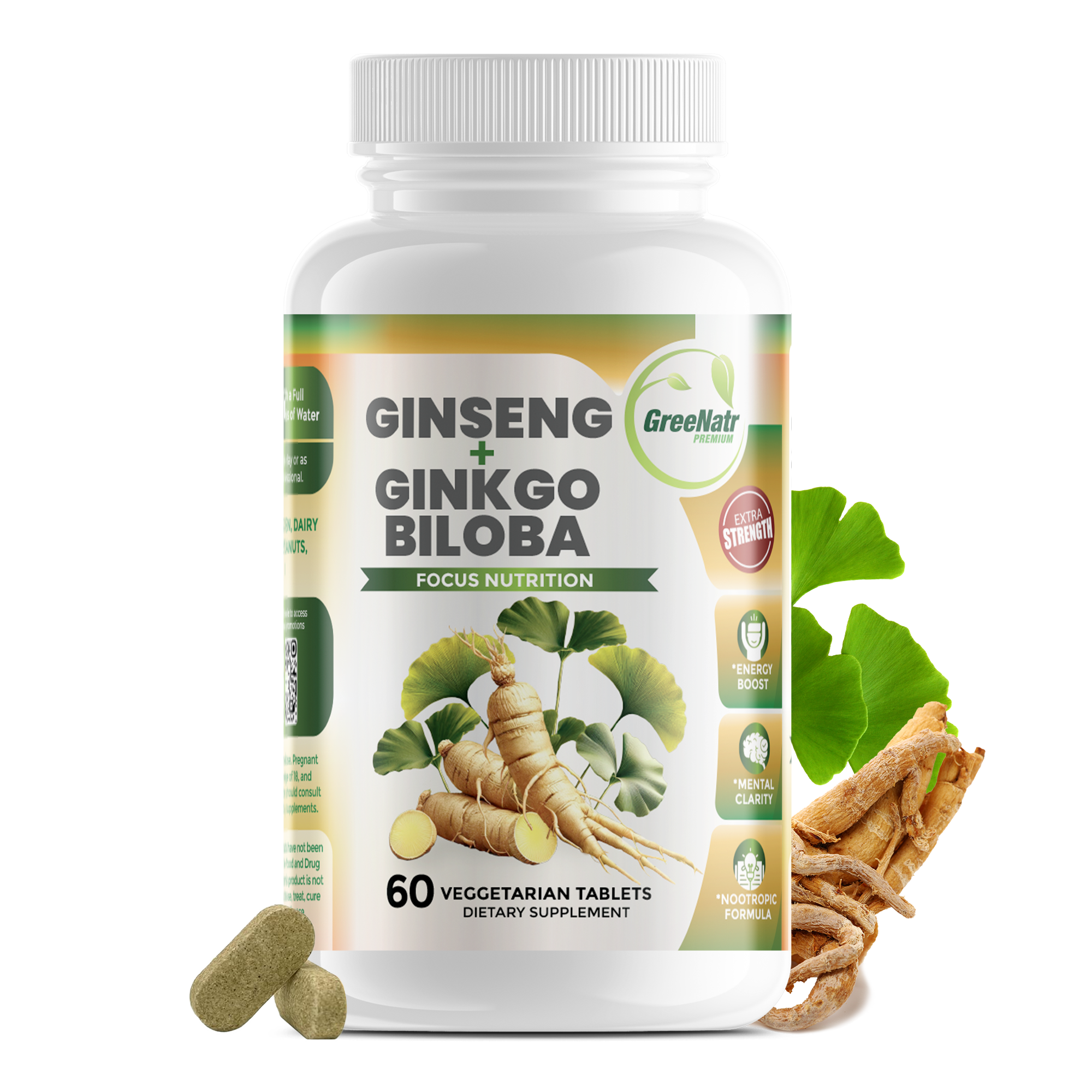 Ginseng and Ginkgo Biloba Cognitive Support (60 Tablets)