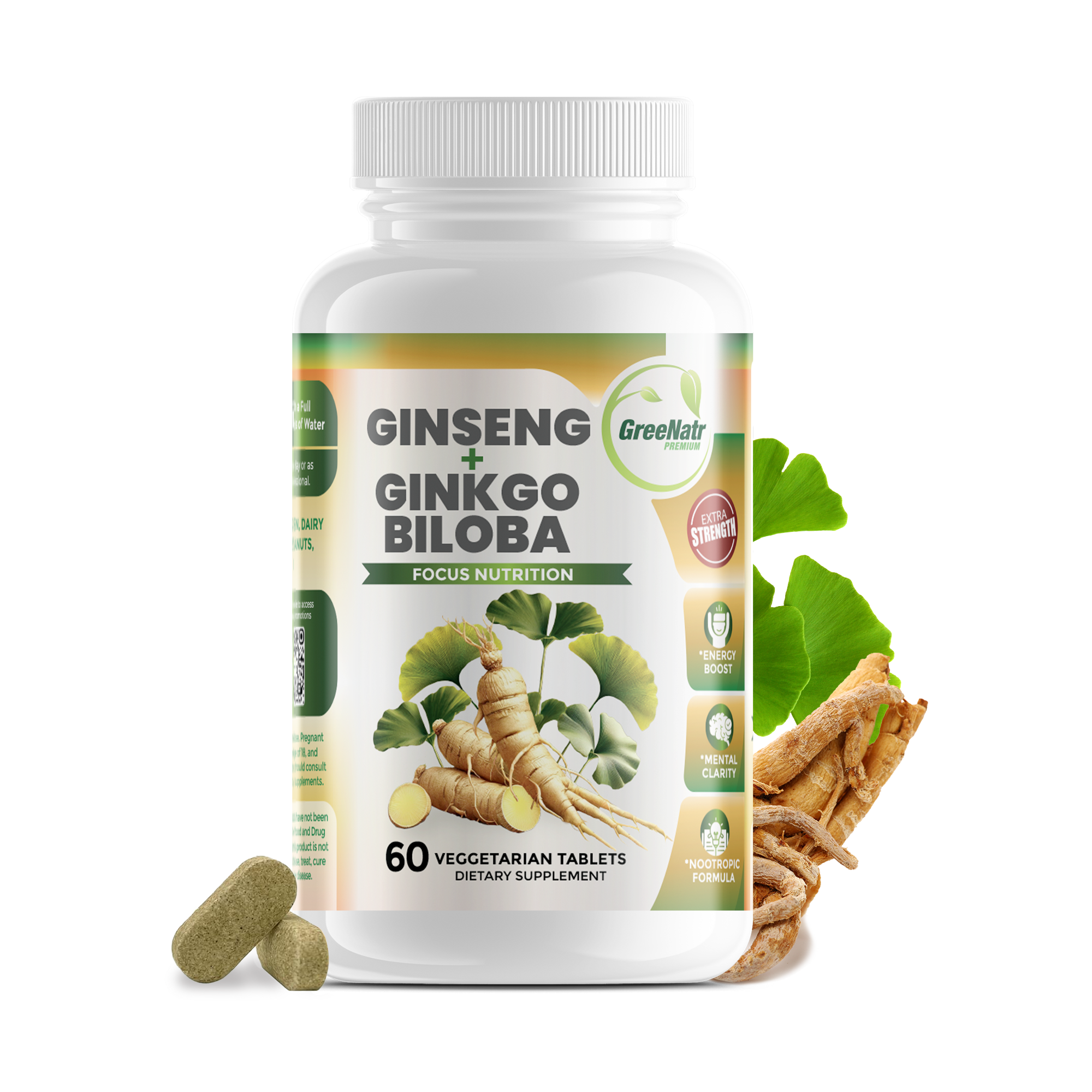 Ginseng and Ginkgo Biloba Cognitive Support (60 Tablets)