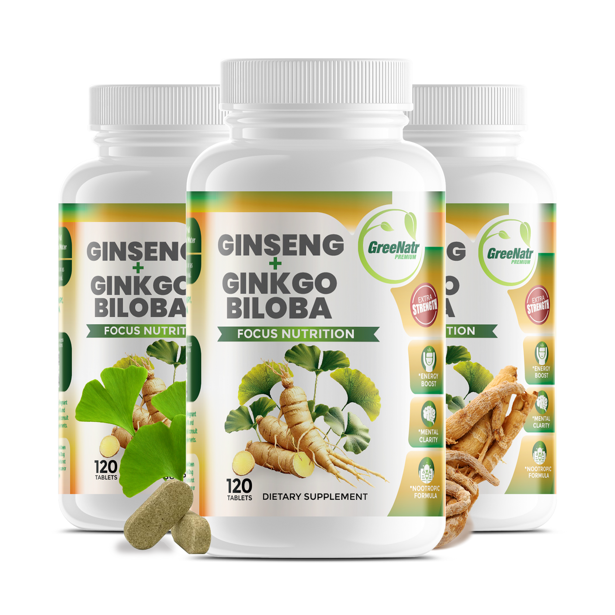 Ginseng and Ginkgo Biloba Cognitive Support (120 Tablets)