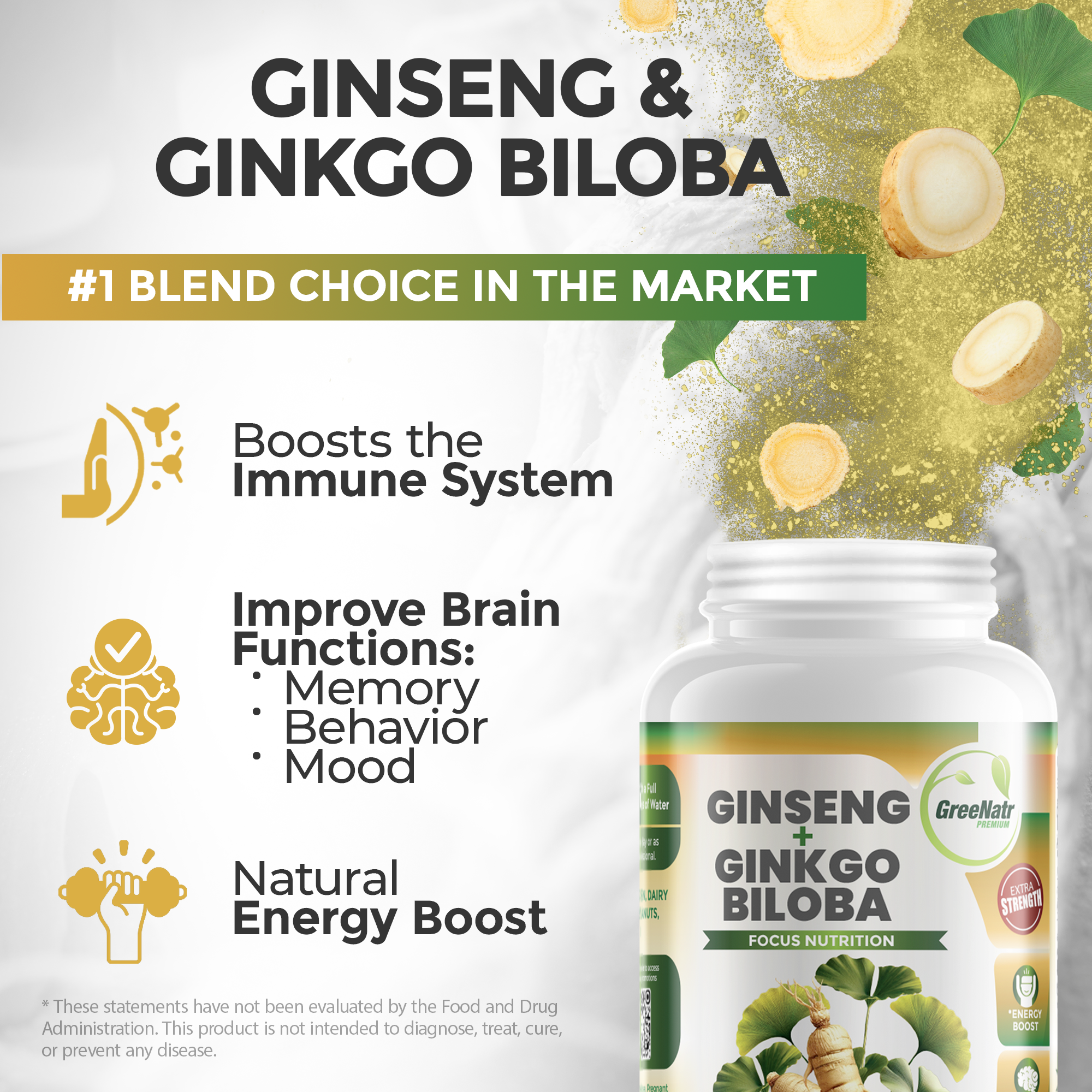 VITALITY AND STAMINA BUNDLE: Ginseng & Ginkgo Biloba + Moringa