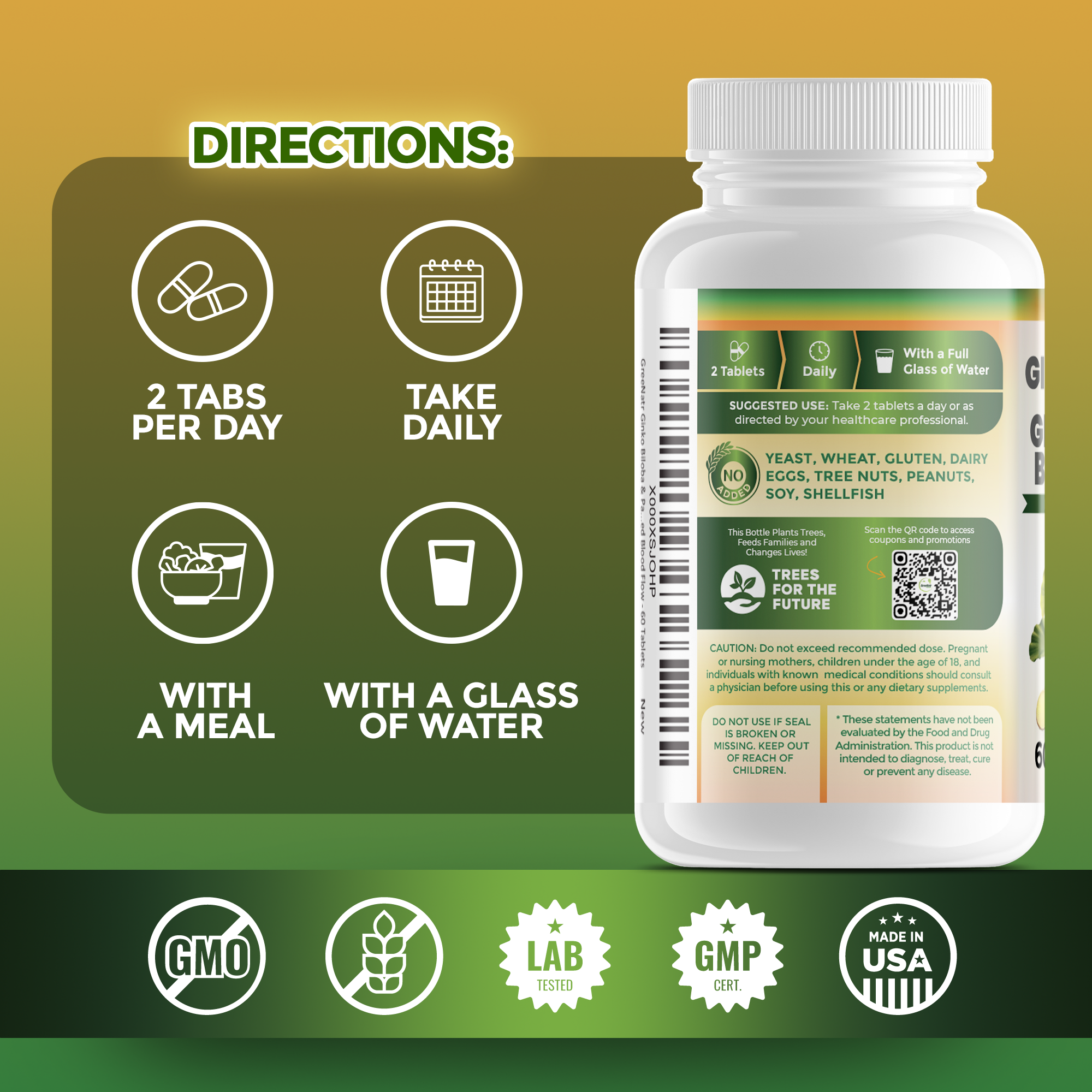 Ginseng and Ginkgo Biloba Cognitive Support (60 Tablets)