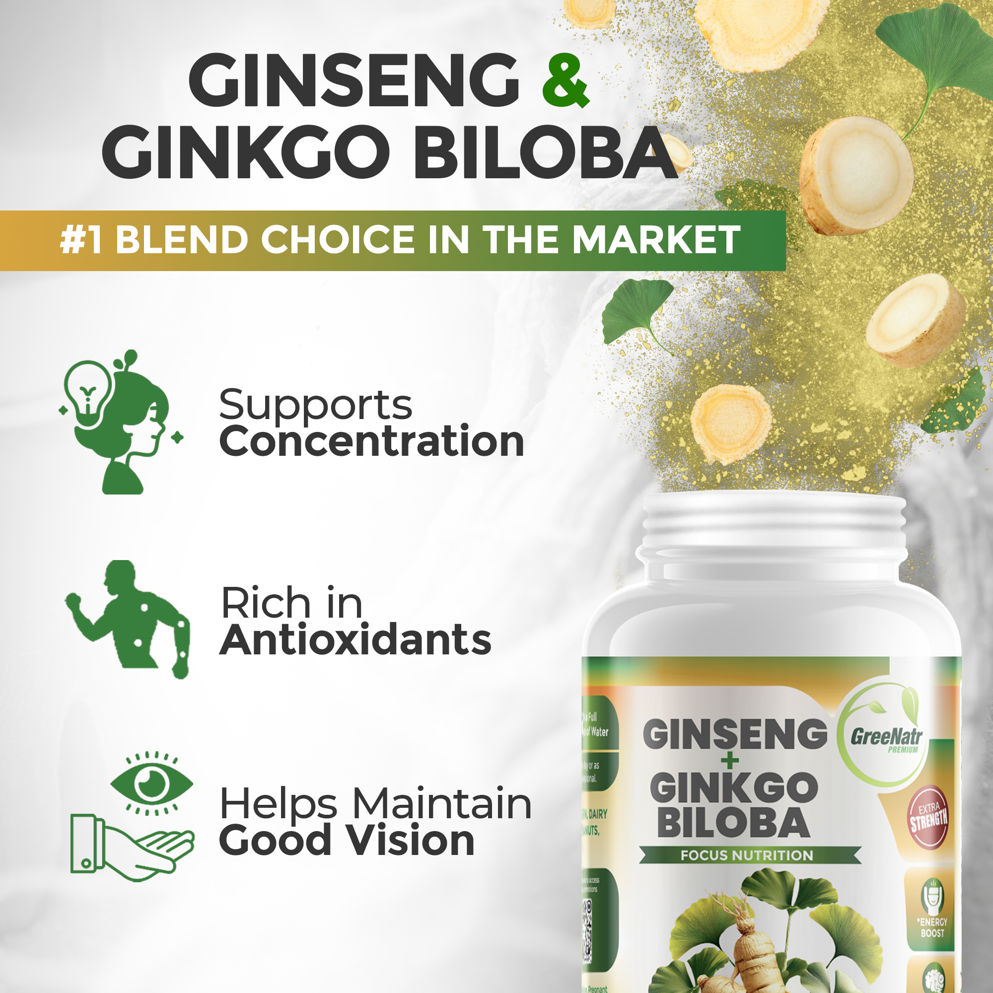 Ginseng and Ginkgo Biloba Cognitive Support (120 Tablets)