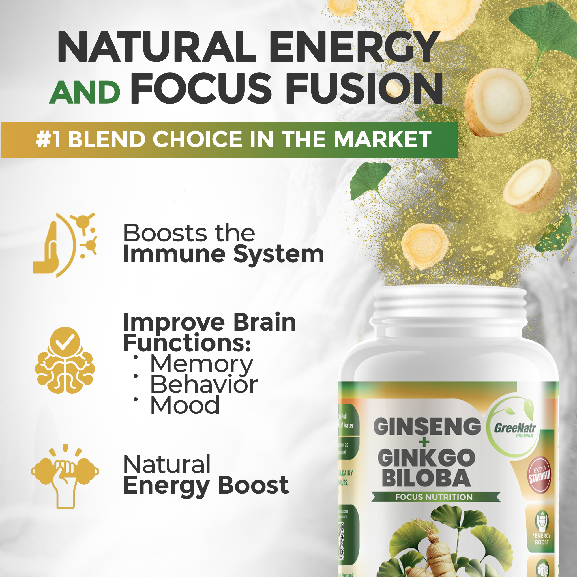 Ginseng and Ginkgo Biloba Cognitive Support (120 Tablets)