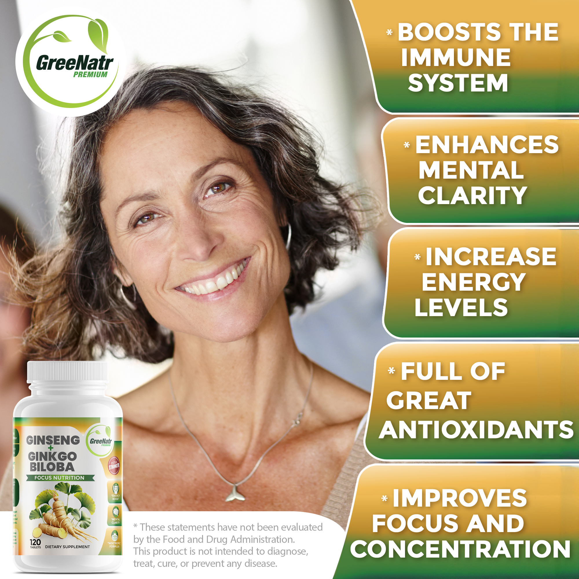 Ginseng and Ginkgo Biloba Cognitive Support (120 Tablets)