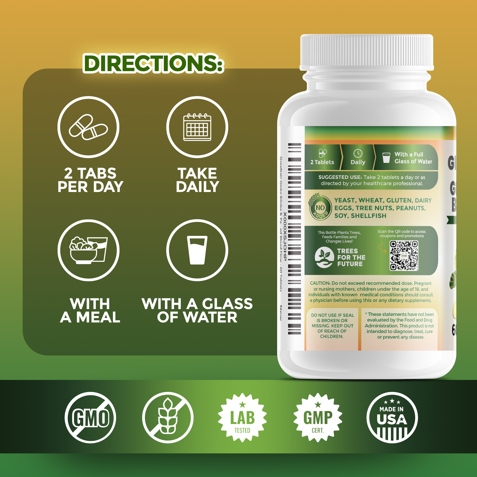 Ginseng and Ginkgo Biloba Cognitive Support (120 Tablets)