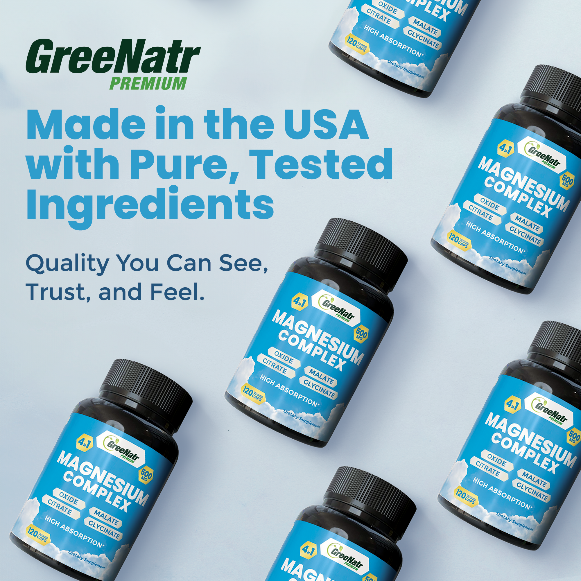 Magnesium Supplement with Glycinate, Citrate, Malate & Oxide (120 Count)