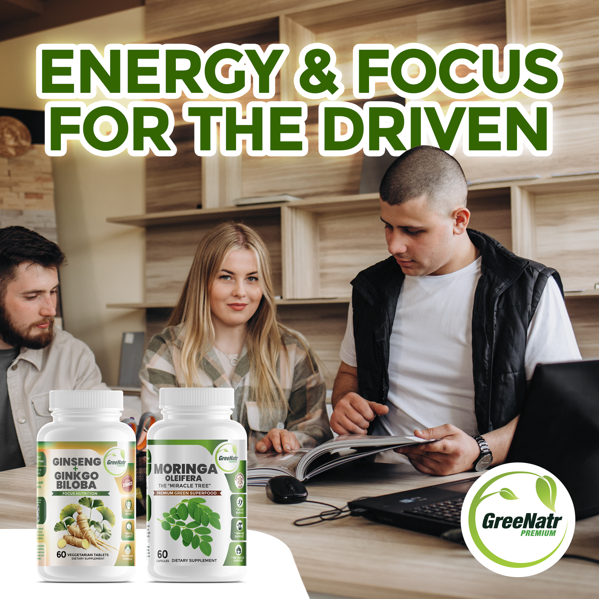 VITALITY AND STAMINA BUNDLE: Ginseng & Ginkgo Biloba + Moringa