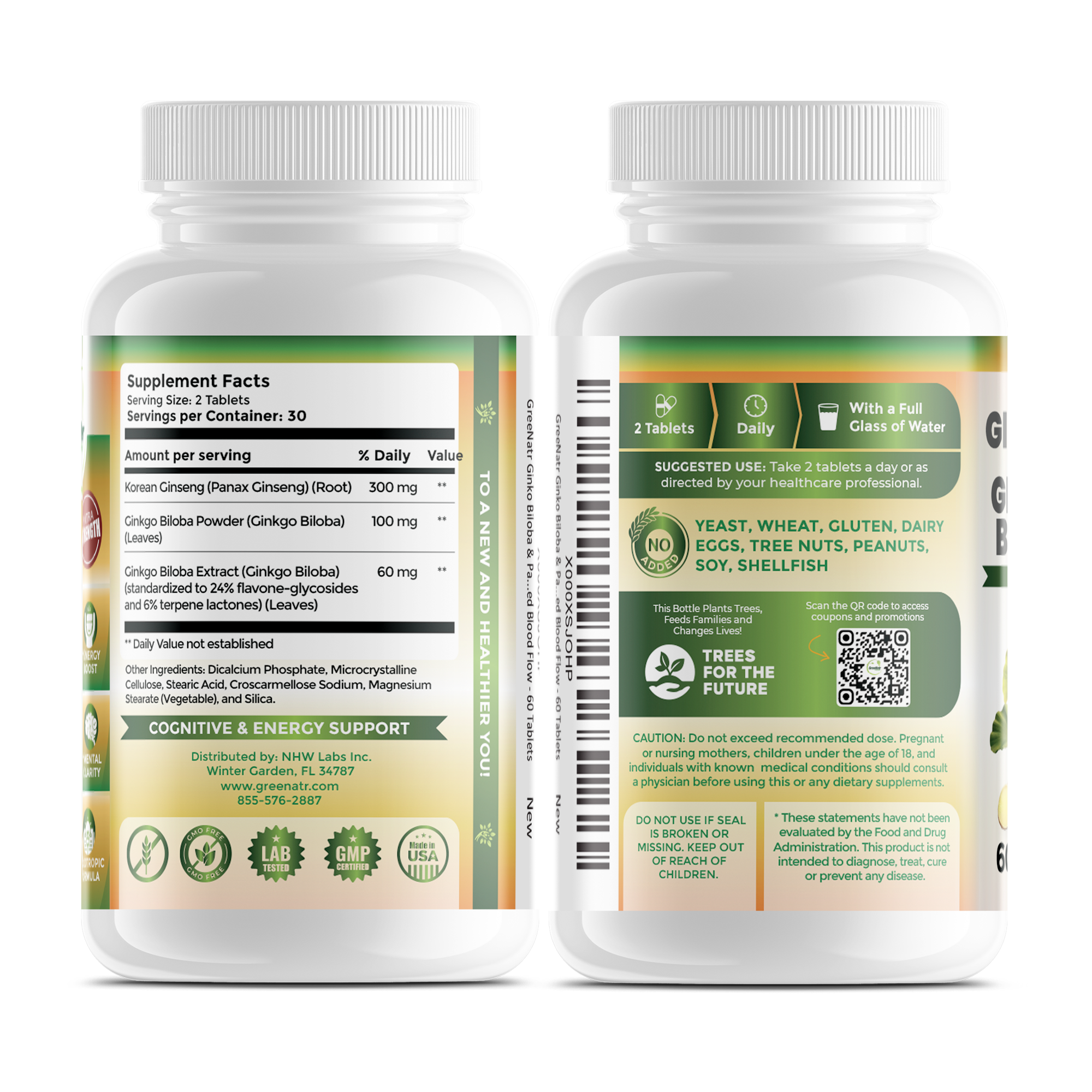 Ginseng and Ginkgo Biloba Cognitive Support (60 Tablets)