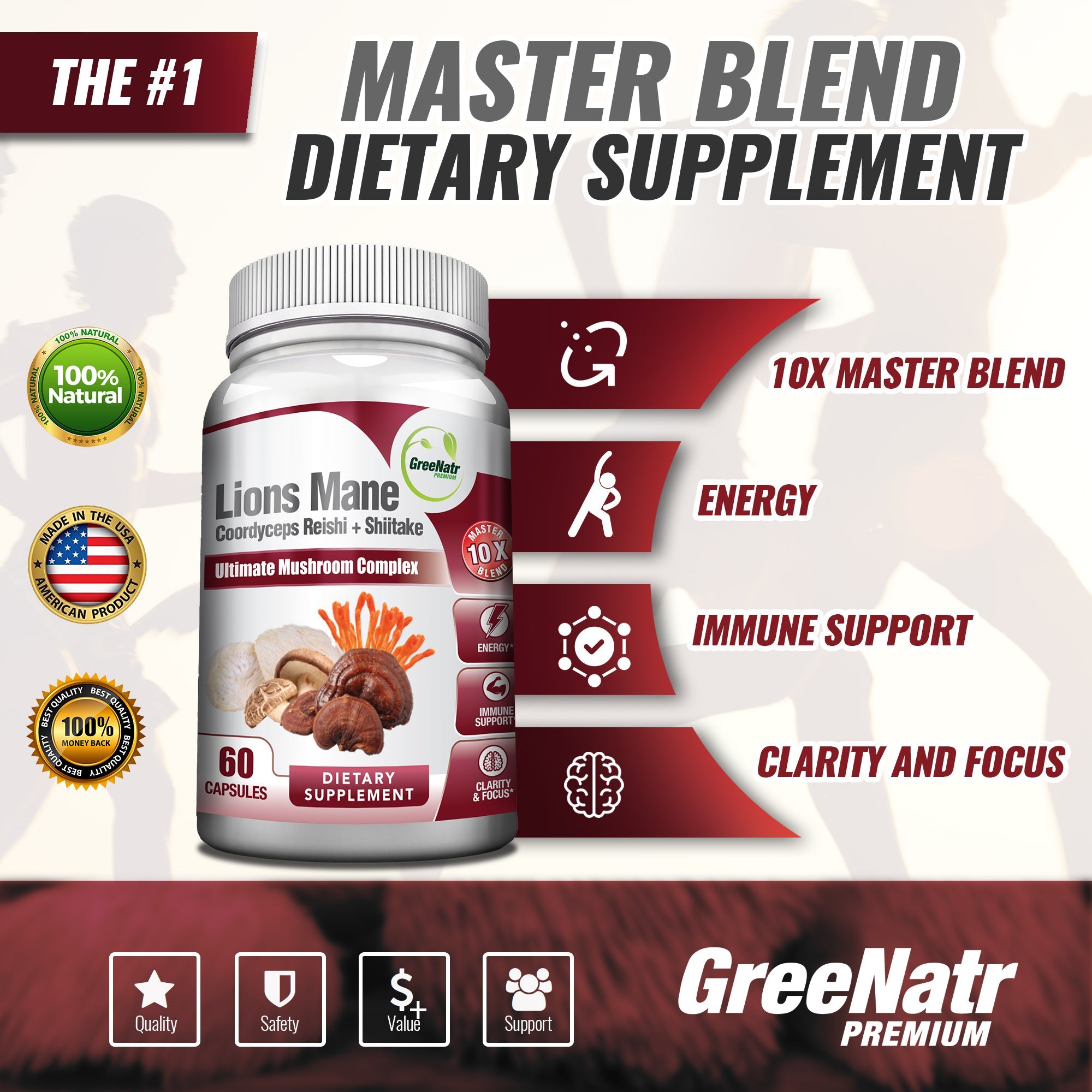 Complete Mushroom Supplement Capsules - 10 in 1 Complex