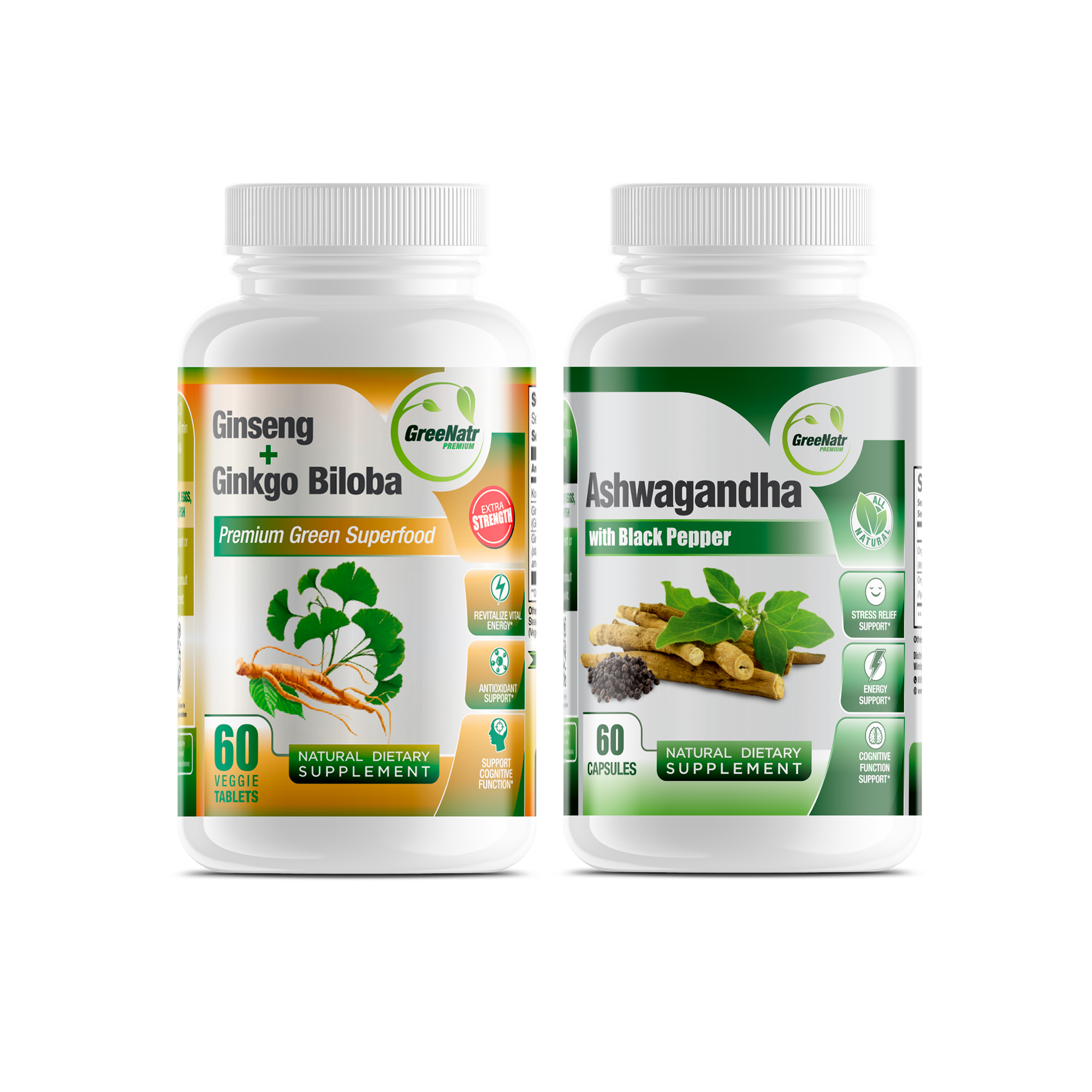 STRESS & ANXIETY BUNDLE: Ginseng & Ginkgo Biloba + Ashwagandha