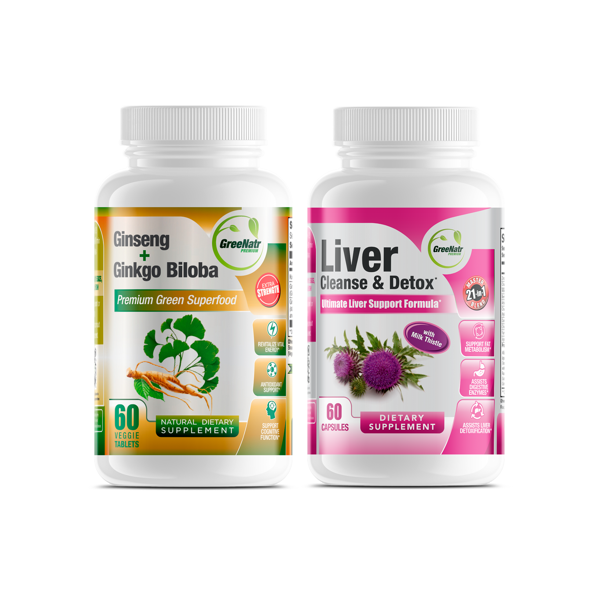 ENERGIZE & DETOX DUO PACK: Liver Cleanse & Repair Formula + Ginseng & Ginkgo Biloba