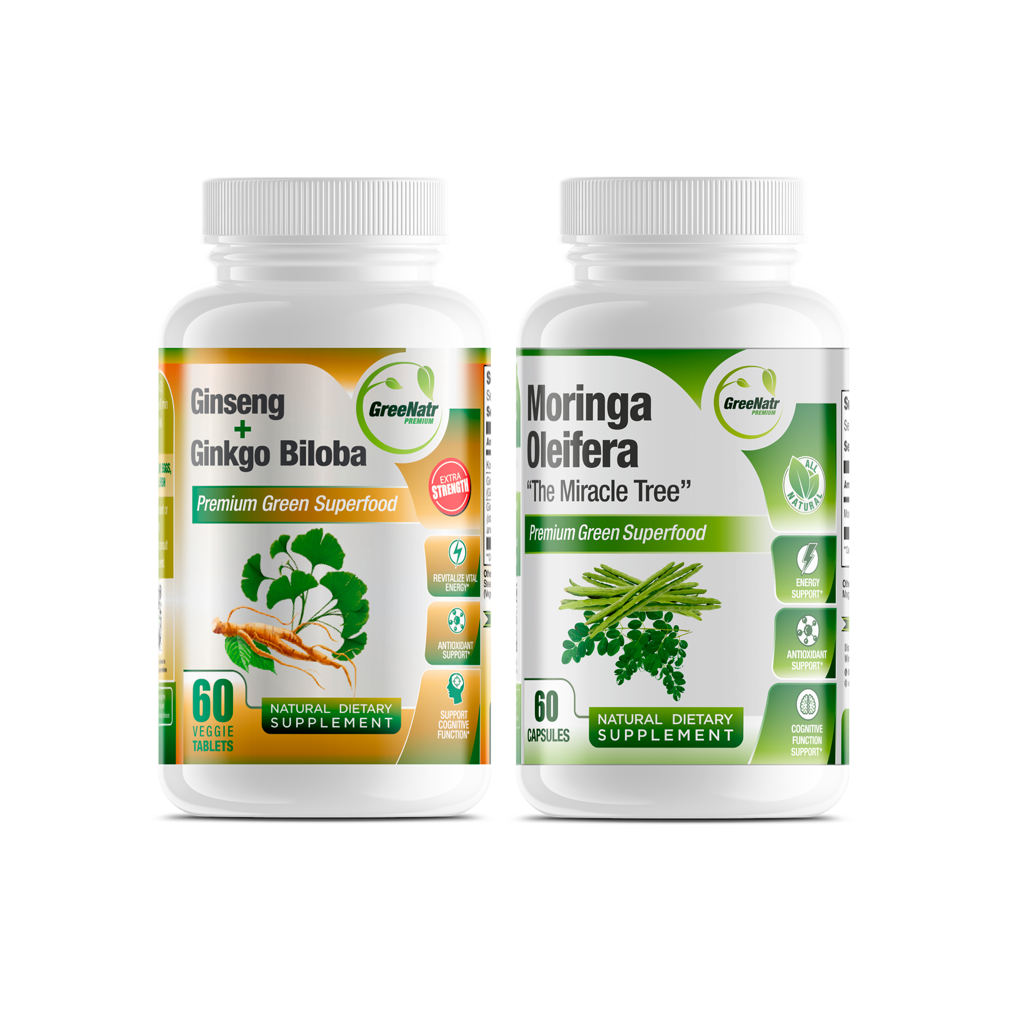VITALITY AND STAMINA BUNDLE: Ginseng & Ginkgo Biloba + Moringa