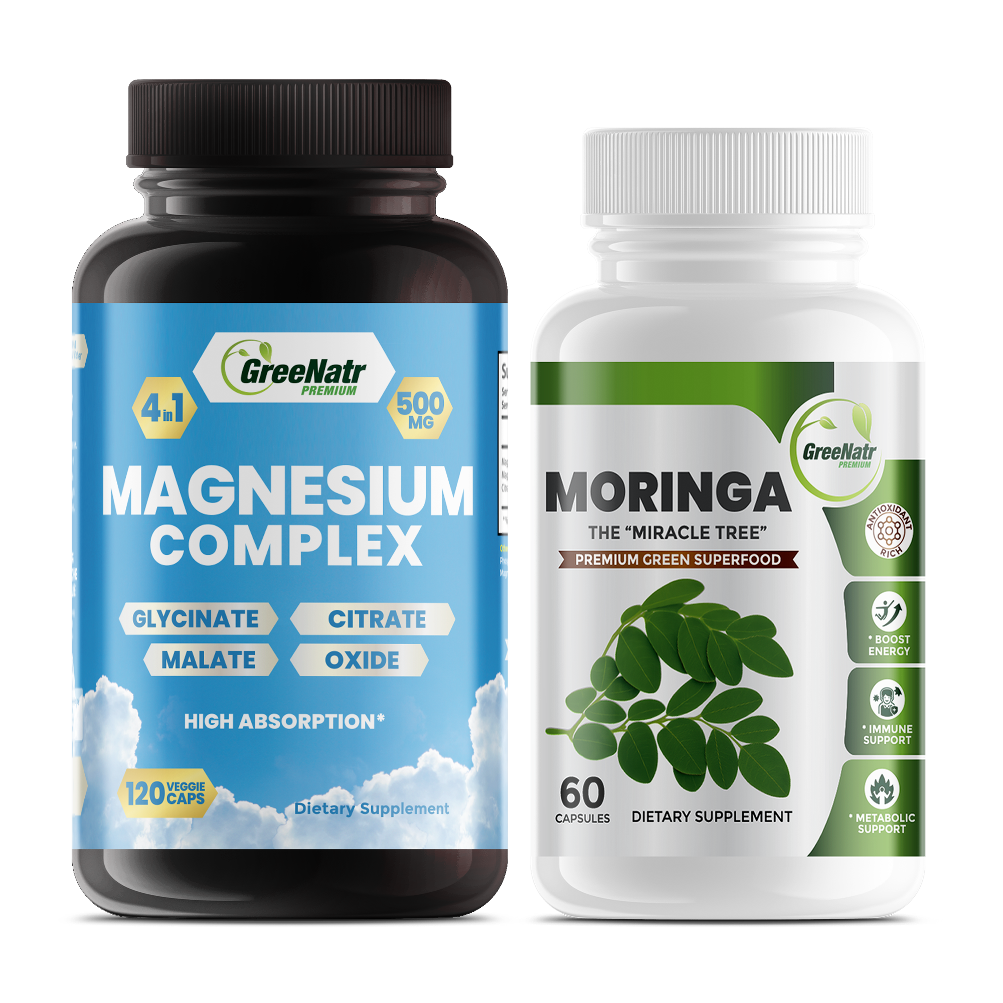 NUTRIENT RICH BUNDLE: Magnesium Supplement Plus Moringa Oleifera