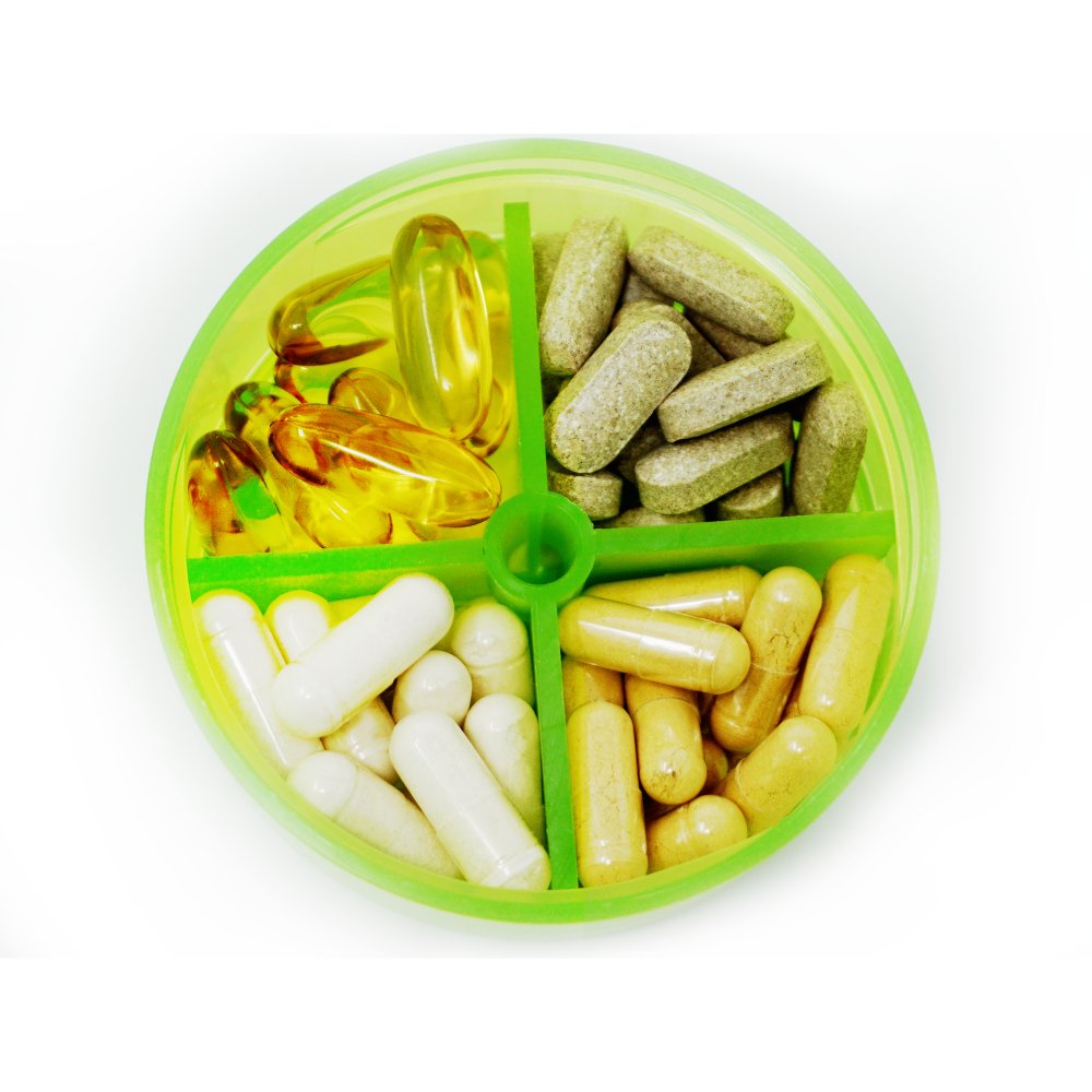 Shaker Bottle - 22 Ounce Bottle + Pill Organizer + 2 Storage Compartments