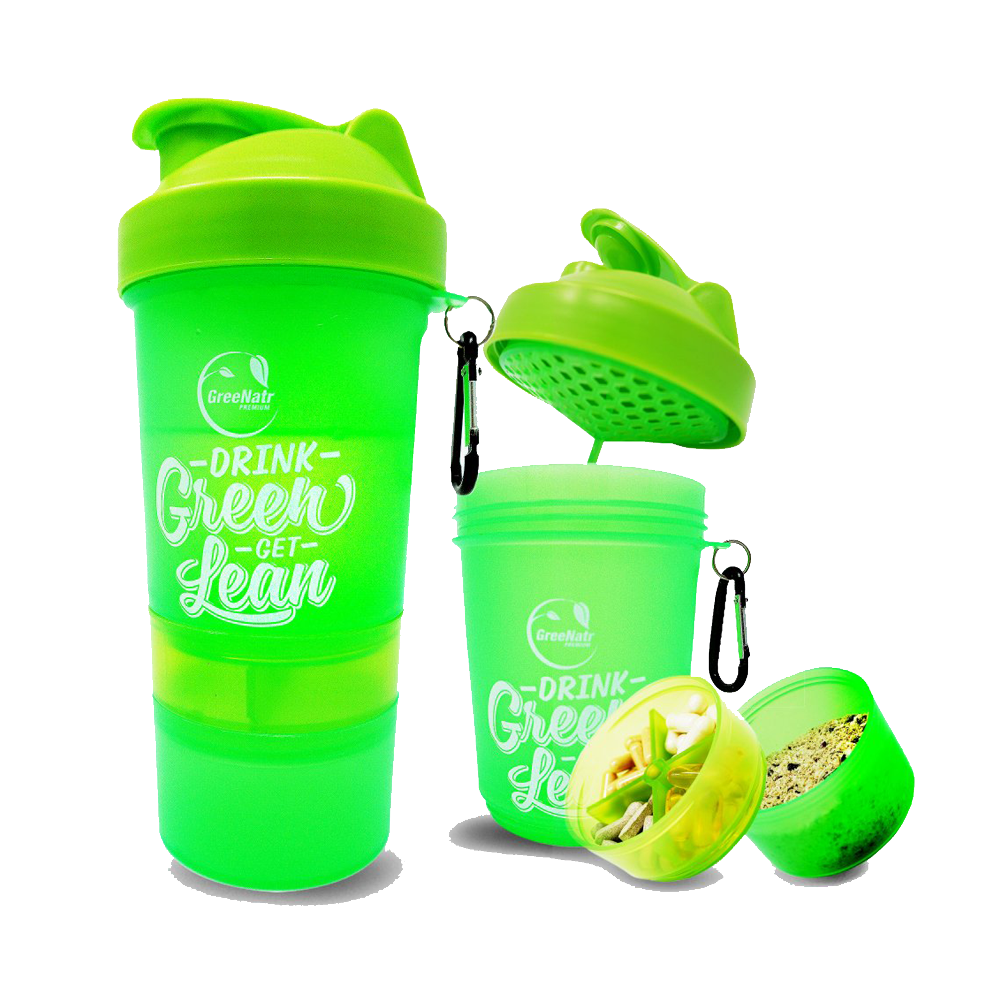 Shaker Bottle 22oz - with Stackable Compartments