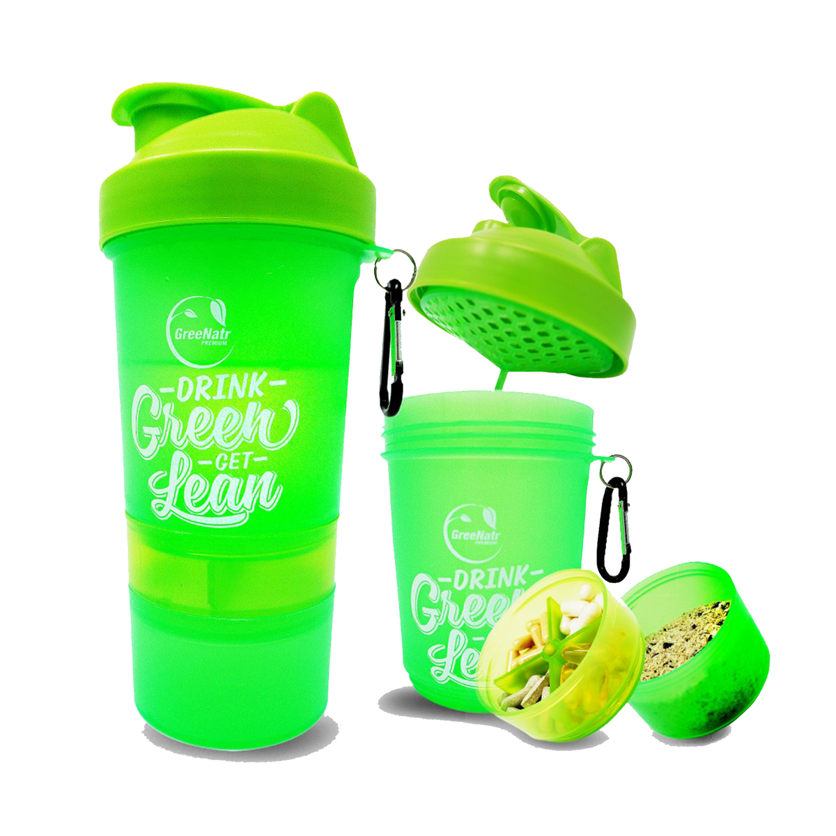 Shaker Bottle 22oz - with Stackable Compartments