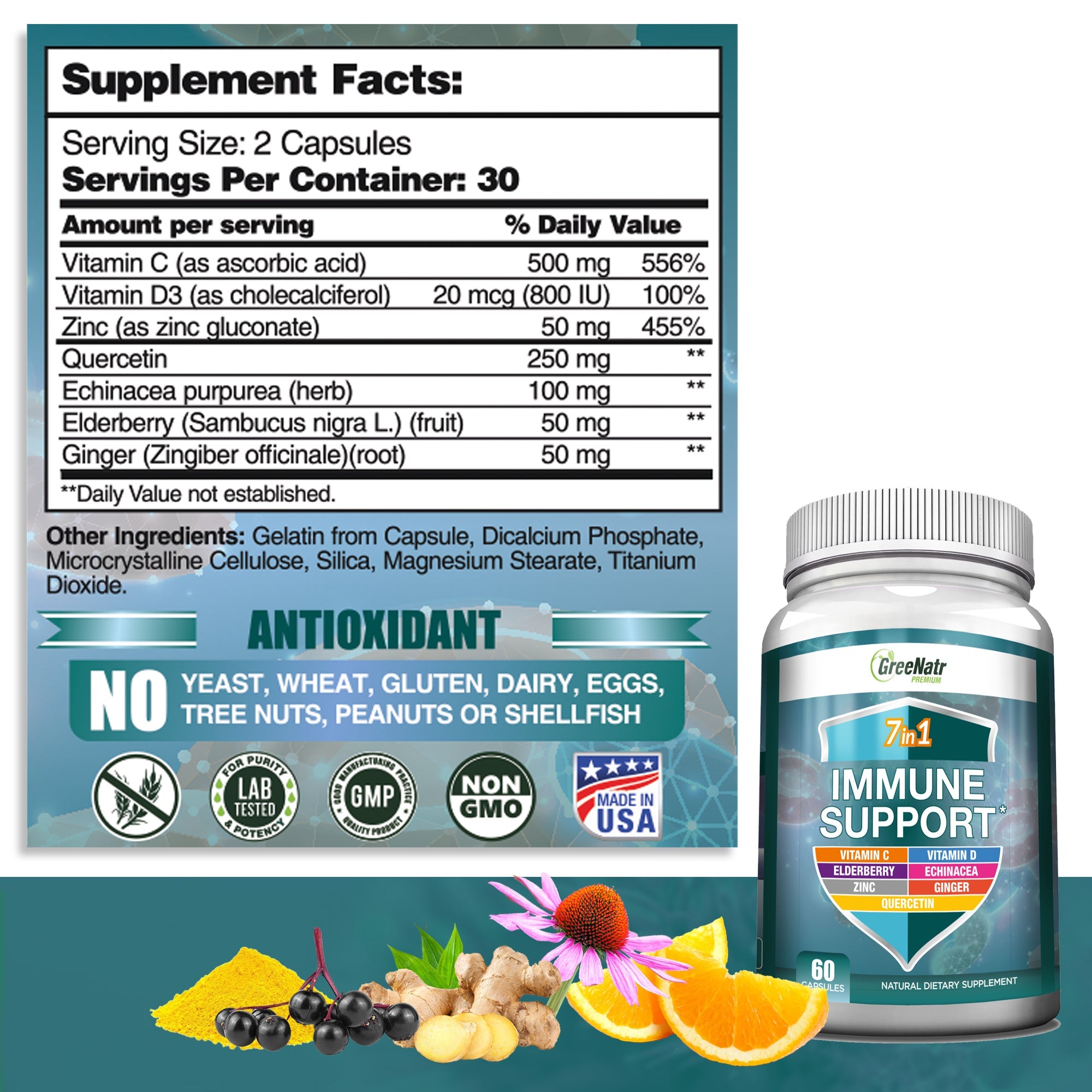 Wellness Supplement Bundle: Ginseng Root and Ginkgo Biloba + 7 in 1 Immune Support Supplement