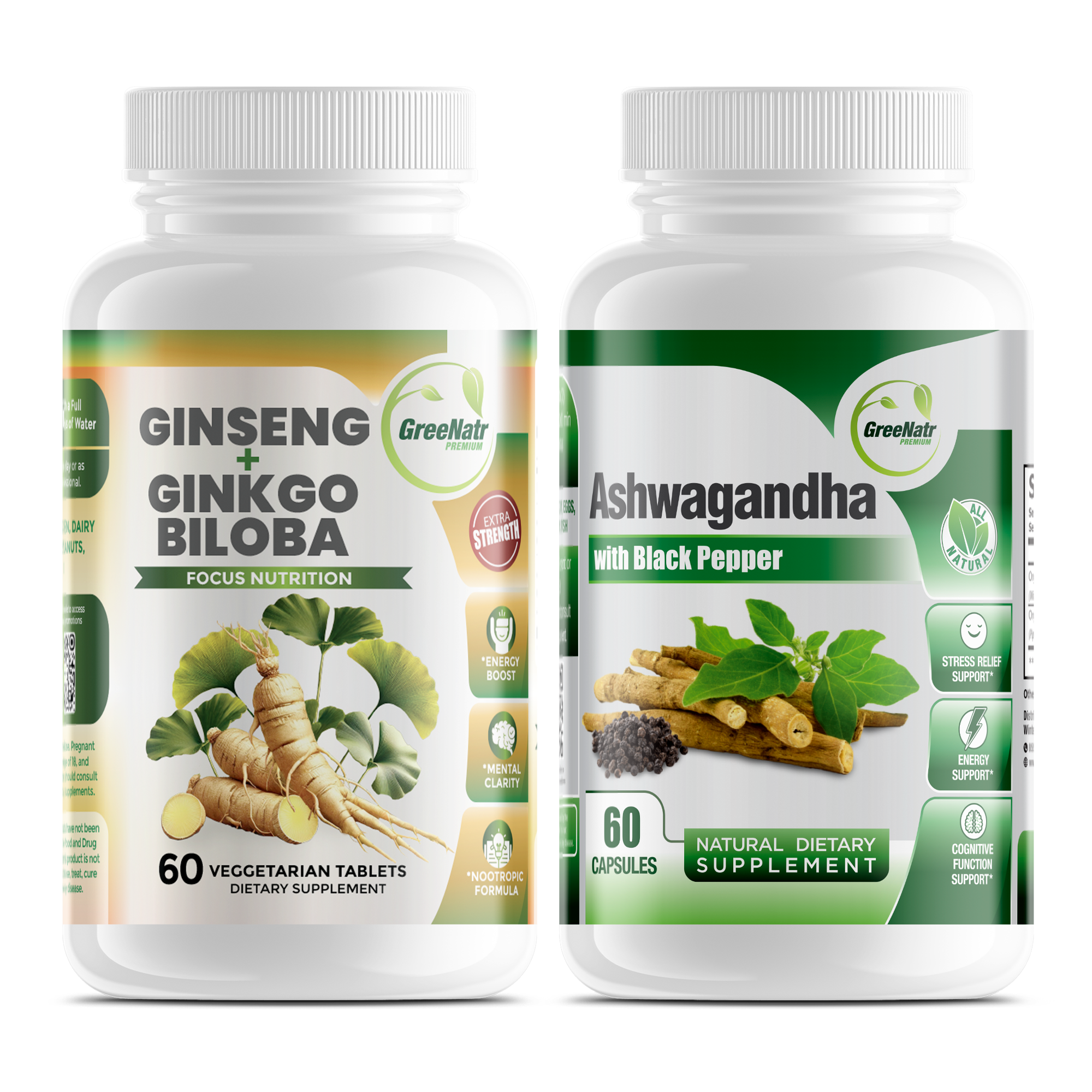 STRESS & ANXIETY BUNDLE: Ginseng & Ginkgo Biloba + Ashwagandha