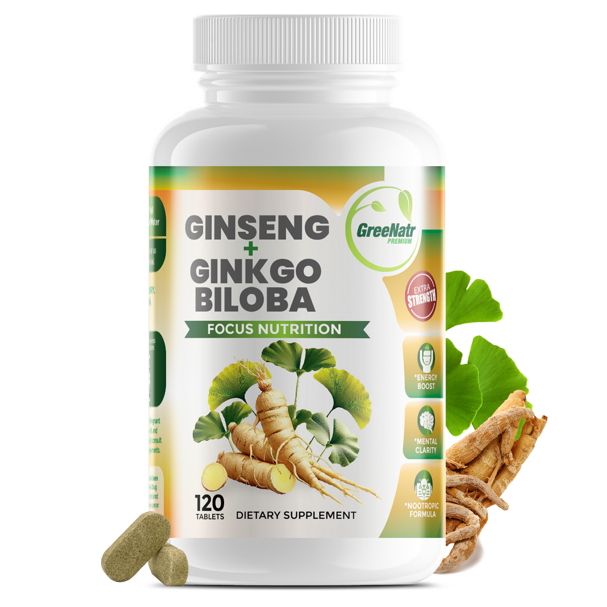 Ginseng and Ginkgo Biloba Cognitive Support (120 Tablets)
