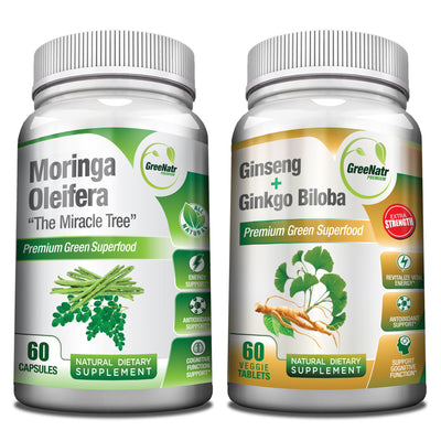 Focus + Energy Bundle: Ginseng & Ginkgo Biloba + Moringa