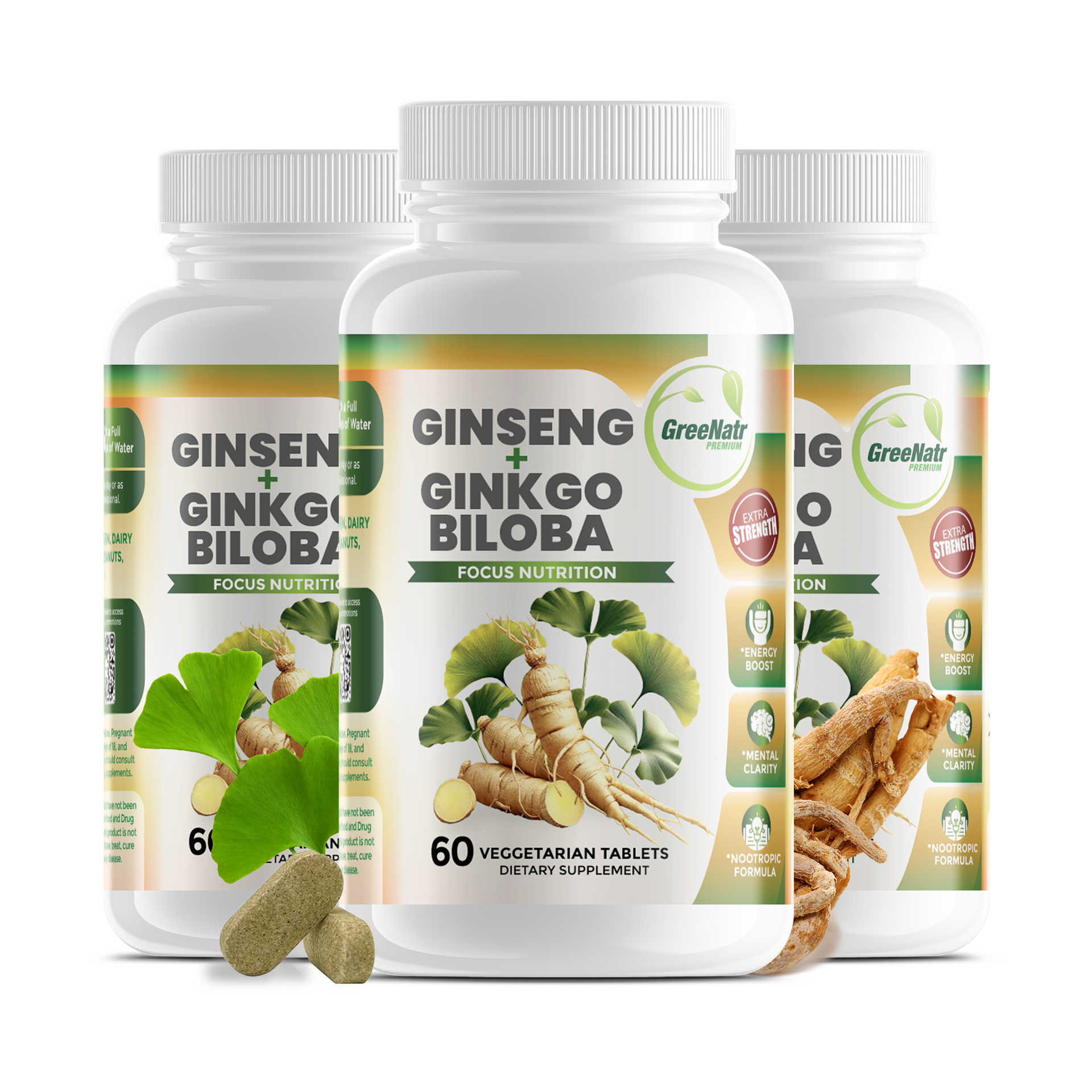 Energy & Focus Supplement | Panax Ginseng & Ginkgo Biloba