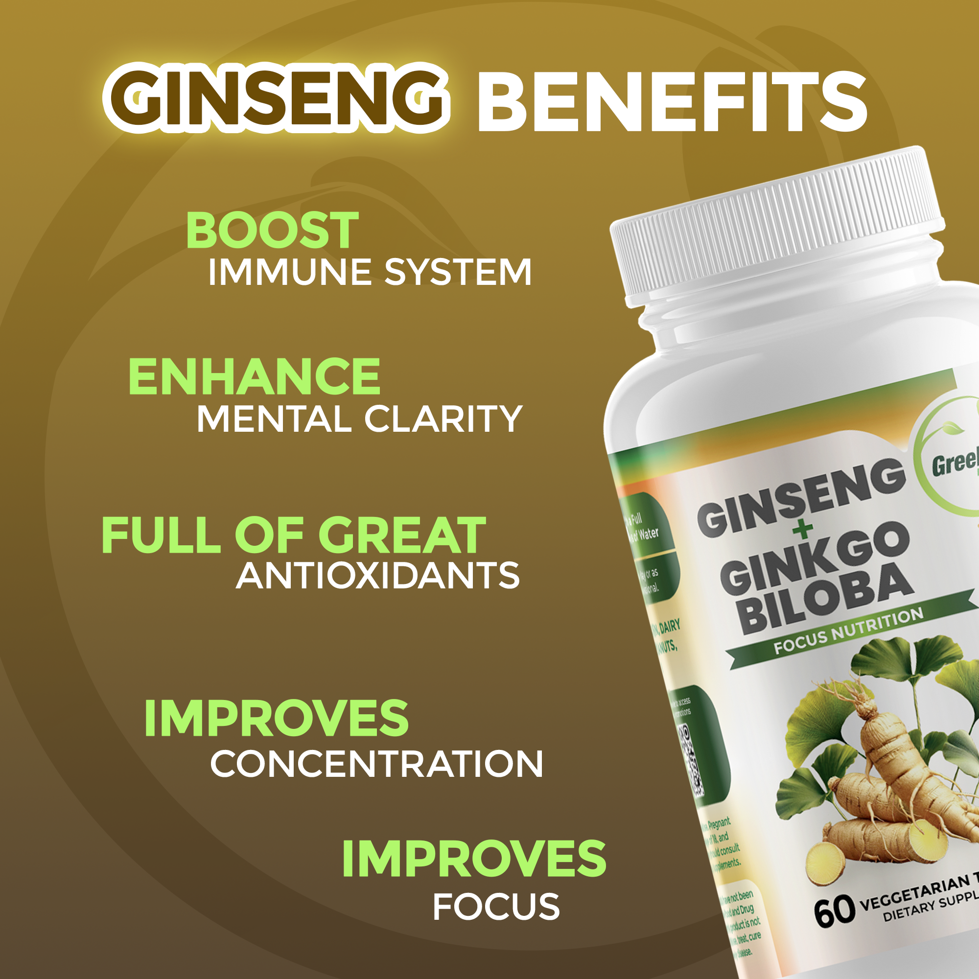 VITALITY AND STAMINA BUNDLE: Ginseng & Ginkgo Biloba + Moringa