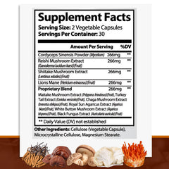 Complete Mushroom Supplement Capsules - 10 in 1 Complex