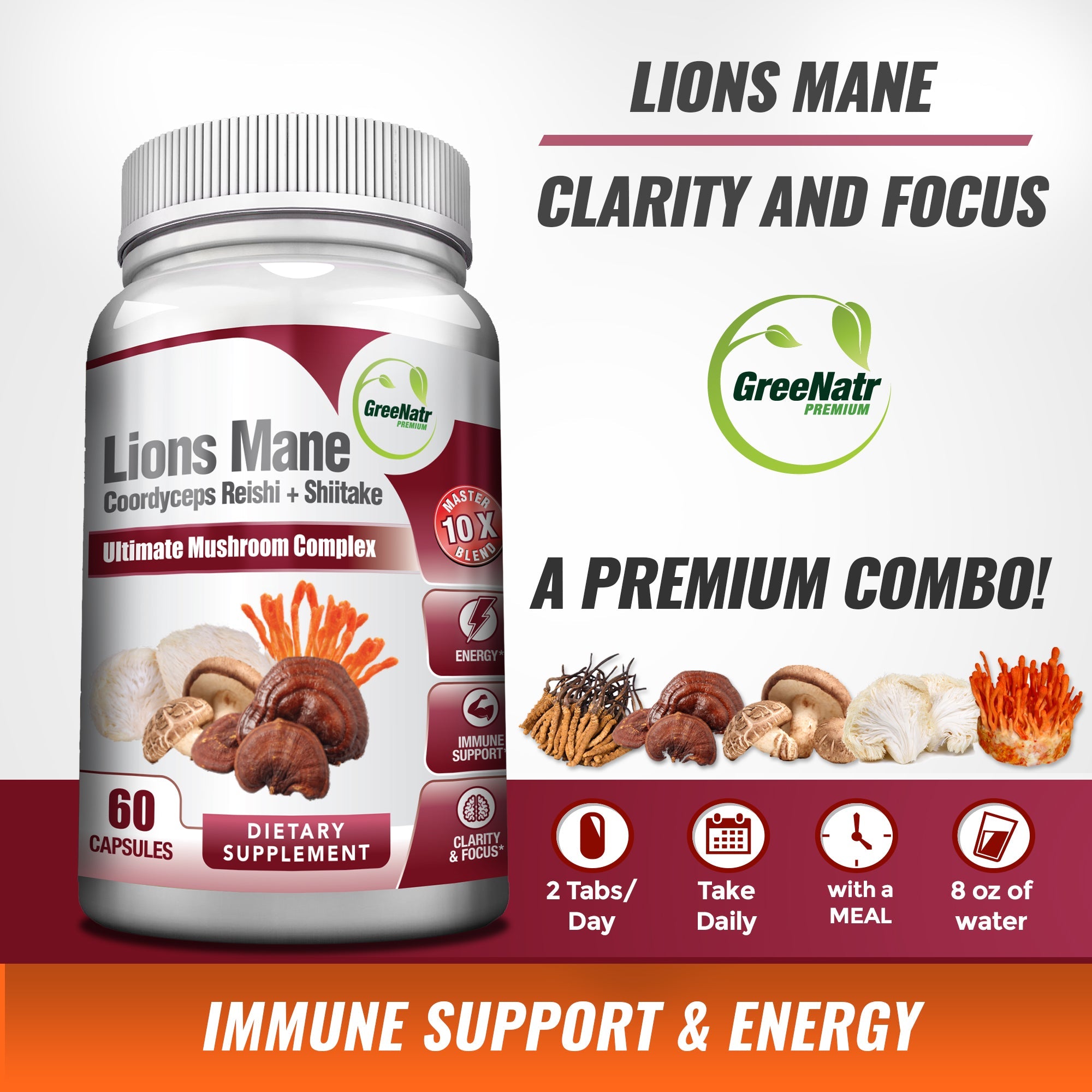 Complete Mushroom Supplement Capsules - 10 in 1 Complex
