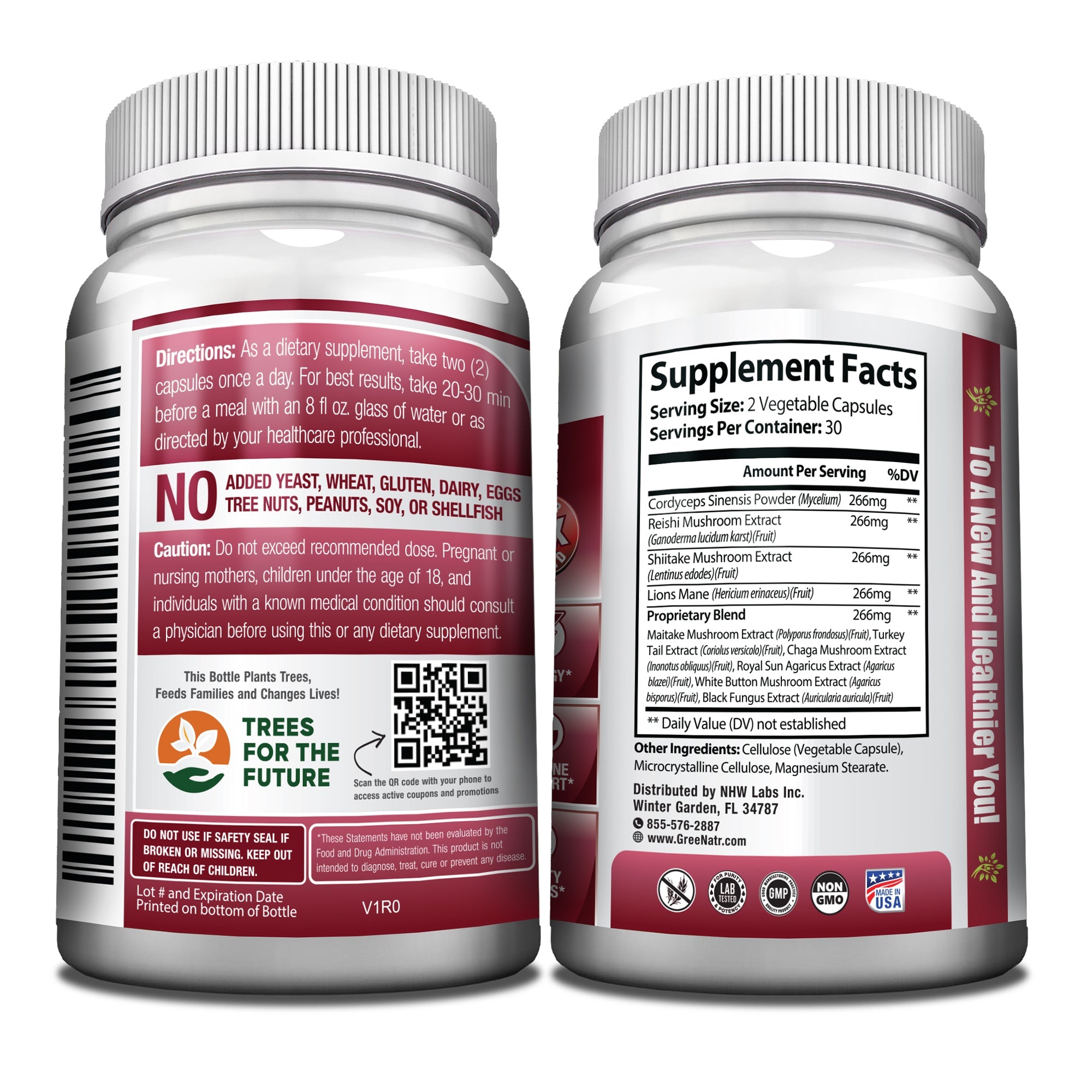 Complete Mushroom Supplement Capsules - 10 in 1 Complex