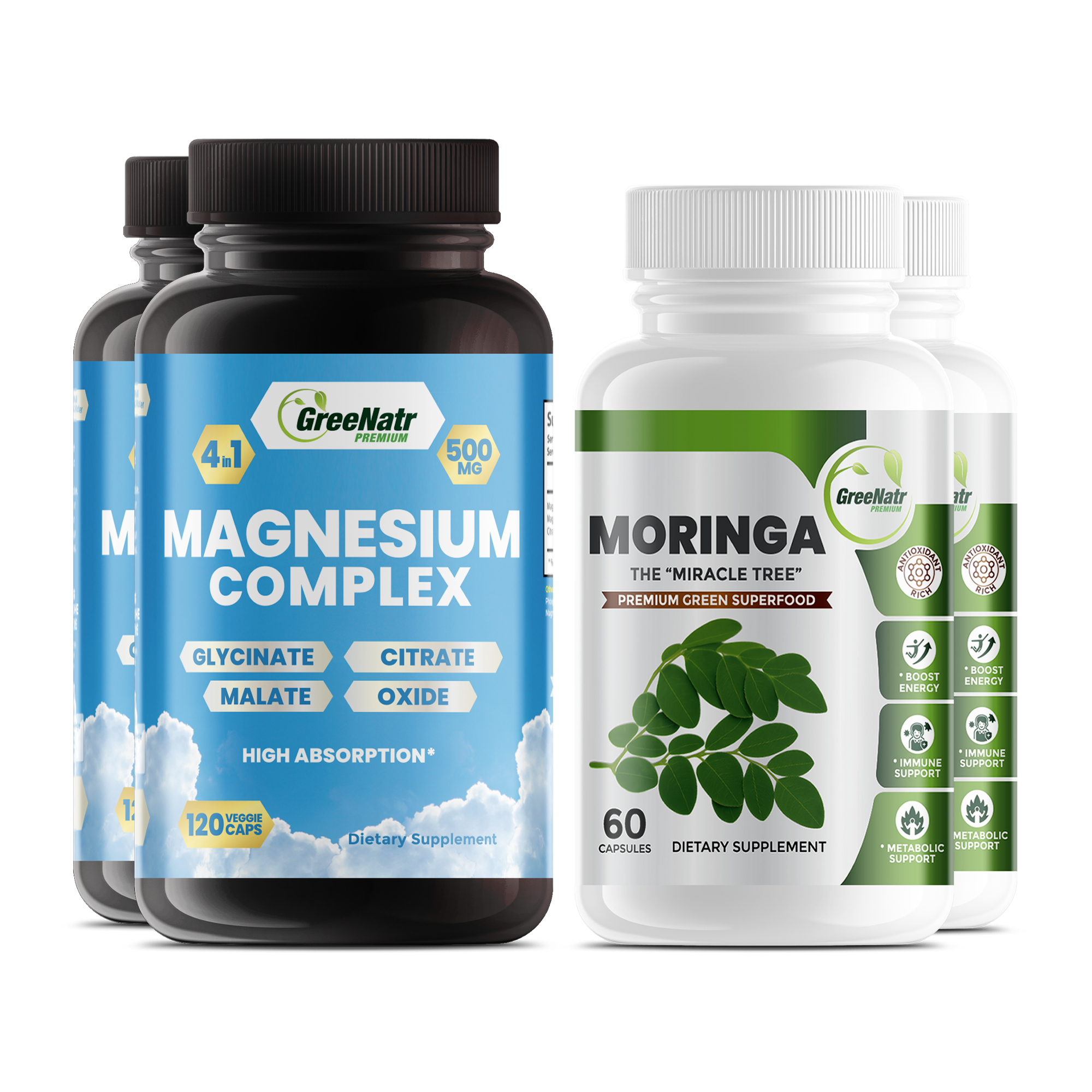 NUTRIENT RICH BUNDLE: Magnesium Supplement Plus Moringa Oleifera