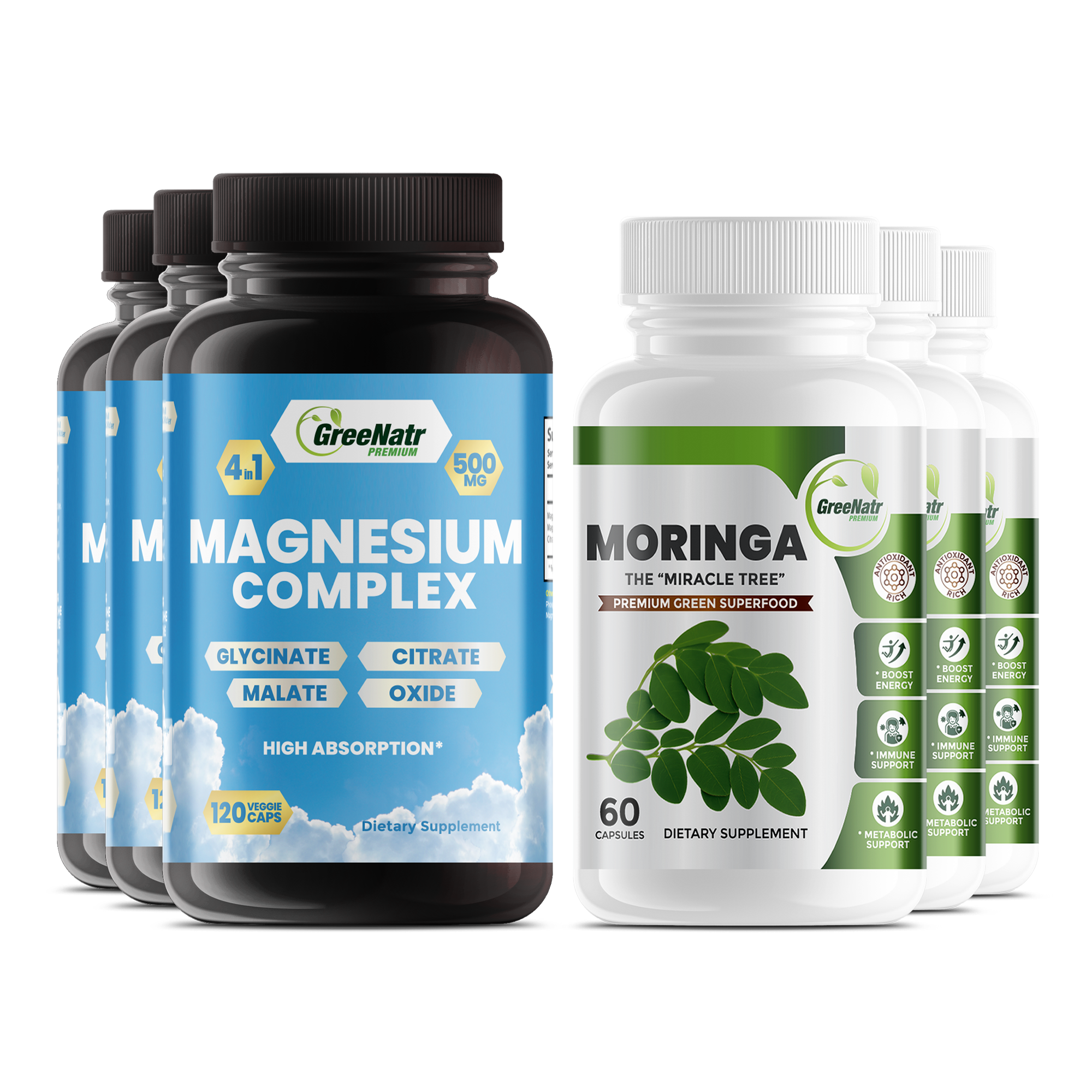 NUTRIENT RICH BUNDLE: Magnesium Supplement Plus Moringa Oleifera