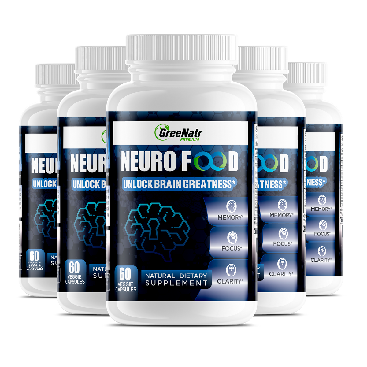 Brain Support Supplement Memory and Focus | 60 Capsules | GreeNatr