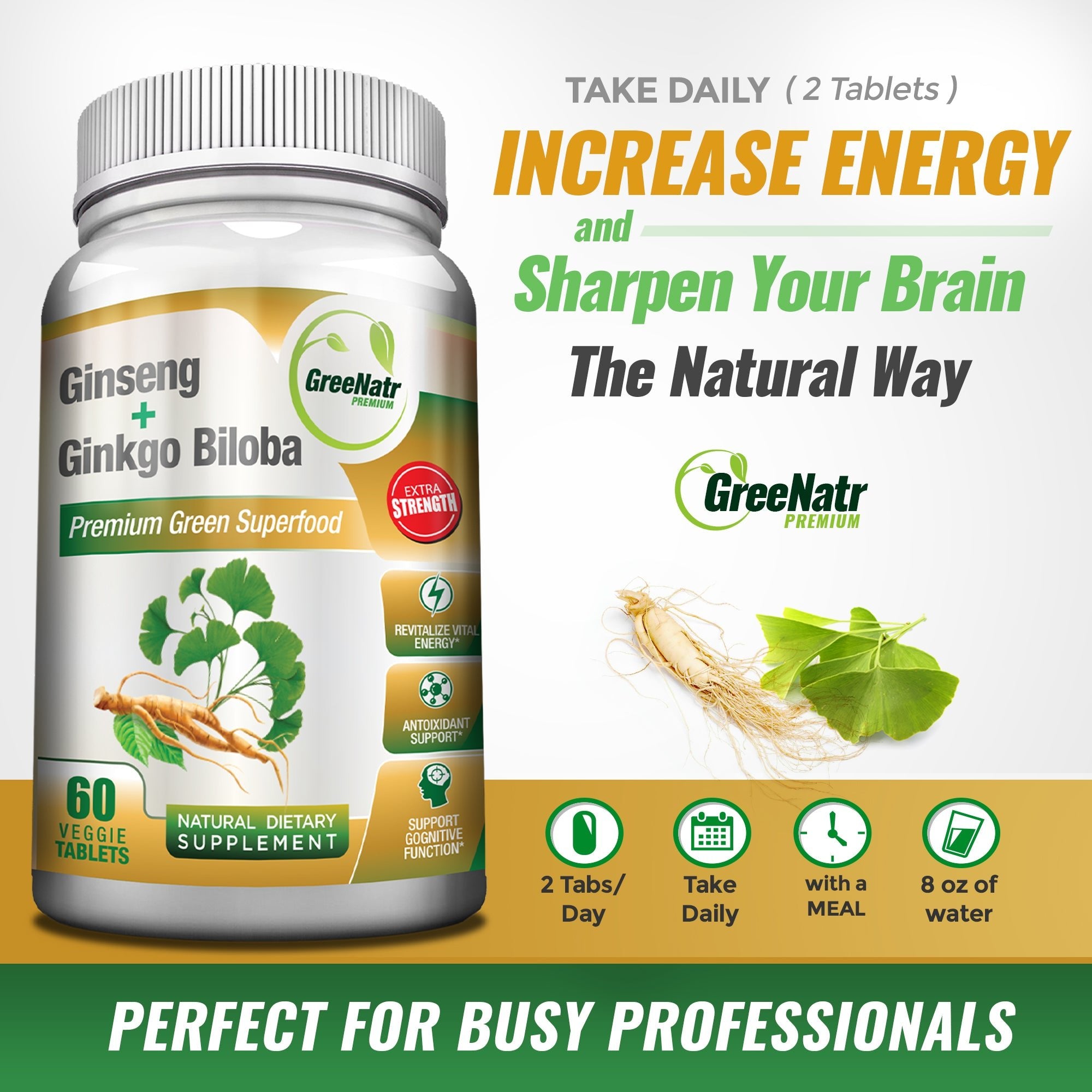 Wellness Supplement Bundle: Ginseng Root and Ginkgo Biloba + 7 in 1 Immune Support Supplement
